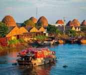 Traditional brick kilns along the Mekong River